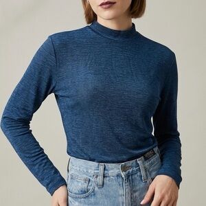 VERSACE CLASSIC V2 Vintage 90s Metallic Shimmer Mock Neck‎ Top Blue